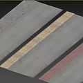 Pavement Ground Surface Featuring Beige Patterned Red Grid And Gray Brick Tiles