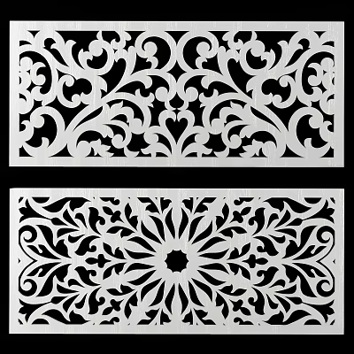 Elegant Laser Cut Wall Decor with Intricate Curved Patterns and Floral Motifs 3d model