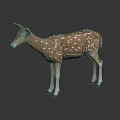 Brown Deer With White Spots 3D Model Standing On Black Background With Reflection