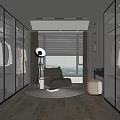 Modern Walk in Closet Interior With Mirrored Walls Storage Cabinets And Wooden Floor