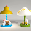 Cute Children's Table Lamps Yellow Bell Blue Base Bear White Cloud Green Base Rabbit Cat