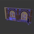 Vintage Wall Decorative Structure With Arch Design Wooden Frames And Storage Cabinets