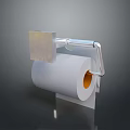 Modern Metal Toilet Paper Holder With White Roll And Chrome Finish