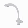 Stainless Steel Modern Kitchen Faucet With Curved Spout And Dual Control Handles