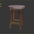 Natural Rustic Wooden Stool With Round Seat And Simple Solid Structure