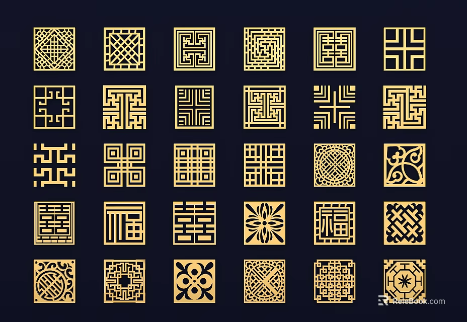 Various Square Wall Decor With Intricate Geometric Floral And Traditional Patterns 3d model
