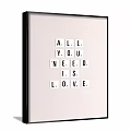 White LOVE Letters Arranged On Light Background With Dark Frame