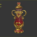 Medical Device Red Container With Gold Decorations Heart Shaped Handles And Accents