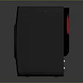 Sleek Black Audio Speaker With Red Circular Driver And Modern Exterior Design