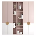 Modern Pastel Wardrobe Design With Pink White Curved Doors Storage Shelves And Golden Handles