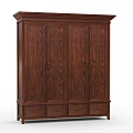 Dark Brown Wooden Wardrobe With Four Doors And Bottom Drawers Classic Design