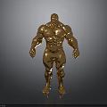 Golden Muscular Human Statue With Detailed Muscles And Standing Pose