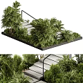 Modern Garden Landscape Design With Staircase Railing And Lush Green Plants