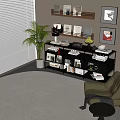 Modern Multi Tiered Bookcase With Books Decor And Potted Plant In Stylish Living Space