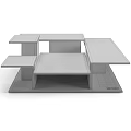 Modern Marble Coffee Table With Multi Tiered Structure And Metal Frame 3d model