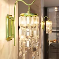 Elegant Modern Wall Sconce With Crystal Prisms And Golden Metal Frame For Home Lighting