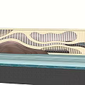 Modern Decorative Landscape Wall With Curved Wooden Patterns And Water Elements 3d model