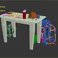 Man Packing Work Gear With Red Safety Helmet Black Water Bottle Tools And Backpacks On Table