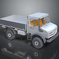Gray Dump Truck Featuring Open Bed Cab and Large Off Road Tires 3d model