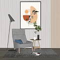 Nordic Single Sofa Casual Single Sofa Corner Table Combination 3d model