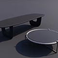 Modern Minimalist Coffee Tables With Oval And Round Shapes Black Tops And Metal Frames
