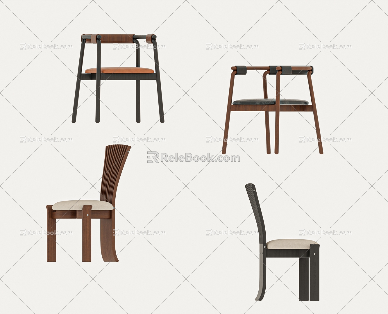 Middle Style Chair Dining Chair 3d model