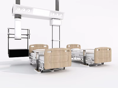 Advanced Medical Equipment Featuring Modern Medical Beds And Overhead Suspension System 3d model