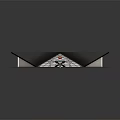 Origami Style Black Building Model With Geometric Folds And Square Glass Windows