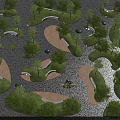 Tree Pit Landscape Design Featuring Irregular Shapes Lush Trees And Pathways