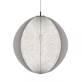 Modern Round Pendant Light With Beige Linen Fabric And Minimalist Design