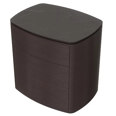 Modern Bedside Table Design With Dark Wood Finish And Marble Top 3d model