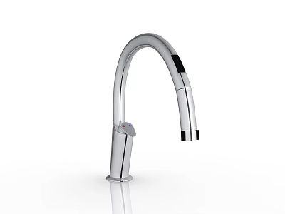 Modern Stainless Steel Kitchen Faucet With Curved Spout And Single Handle Control 3d model