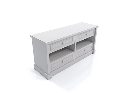 White Modern Bedside Table With Multiple Drawers And Functional Storage Design 3d model
