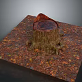 Decorative Wooden Tree Stump with Visible Annual Rings on Textured Wood Surface