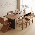 Modern Dining Table and Chair Combination Dining Chair Single Chair 3d model