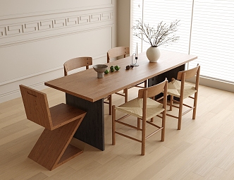 Modern Dining Table and Chair Combination Dining Chair Single Chair 3d model