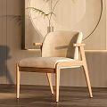 Modern Minimalist Leisure Chair With Wooden Frame Beige Cushion And Armrests In Indoor Setting