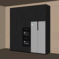 Modern Refrigerator Cabinet Refrigerator Sideboard Built-in Oven 3d model