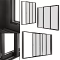 Modern Sleek Casement Windows With Black Frame And Multi Glass Panels Design