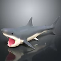 Realistic Shark Figure With Open Mouth Sharp Teeth And Gray Body 3d model
