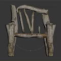 Natural Rustic Wooden Lounge Chair With Unique Handcrafted Design And Brown Seat