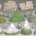 Realistic Stone and Wood Models with Various Shapes and Textures 3d model