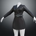 Elegant Black Leather Dress with Belt on White Mannequin