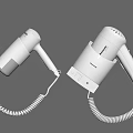Modern White Wall Mounted Hairdryers Featuring Coiled Cords For Daily Use