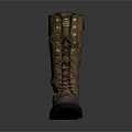 Brown Leather Lace Up Tall Boots With Metal Eyelets And Black Thick Sole