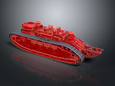 Red Vintage Tank Model With Detailed Tracks And Classic Structure Design 3d model