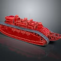 Red Vintage Tank Model With Detailed Tracks And Classic Structure Design
