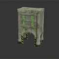 Urban Building With Multi Storey Concrete Exterior Ground Floor Archway And Yellow Black Striped Bollards