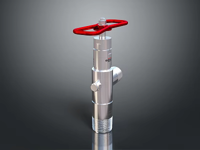 Industrial Valve With Silver Metal Body And Red Handwheel For Industrial Use 3d model