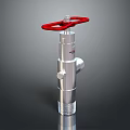 Industrial Valve With Silver Metal Body And Red Handwheel For Industrial Use